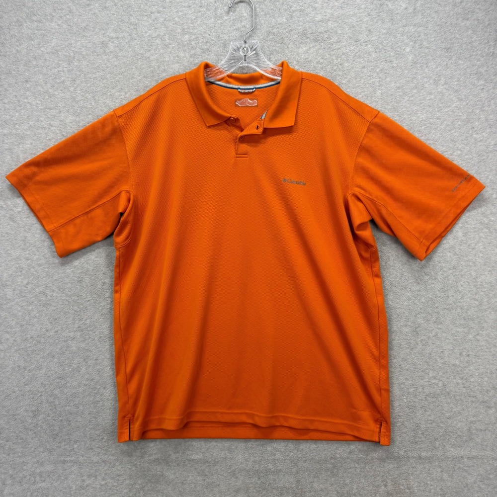 Columbia Polo Shirt Mens XL Orange Omni-Shade Performance Active Stretch Texture